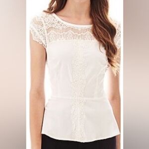 Nicole by Nicole Miller White Lace Blouse